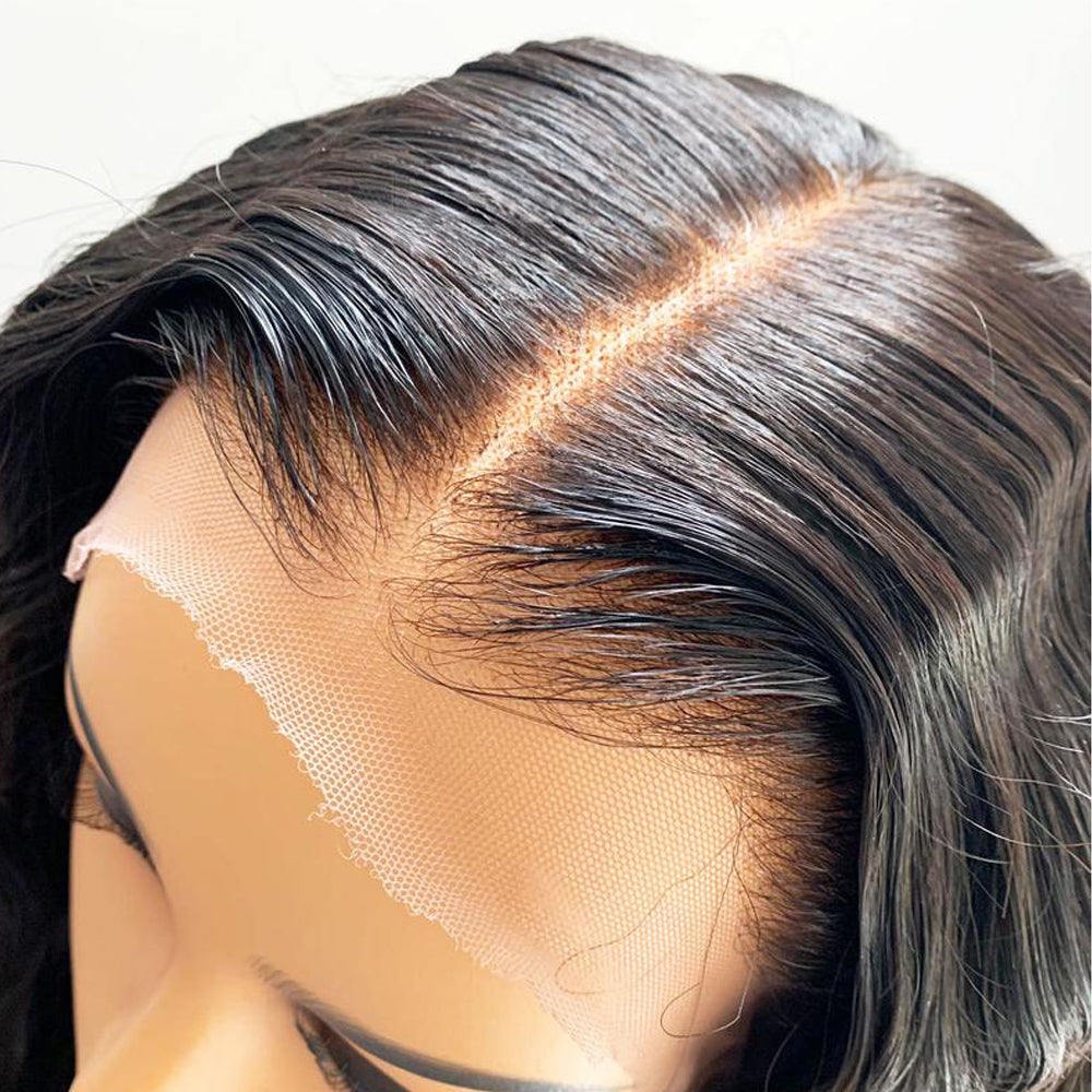 13X4 PRE-PLUCKED DEEP PART WATER WAVE BOB LACE FRONT WIG FAKE SCLAP