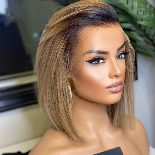 【BIG SALE】NEW HD Lace SUPER Pre-plucked Ombre Ashy Blonde Bob Wig