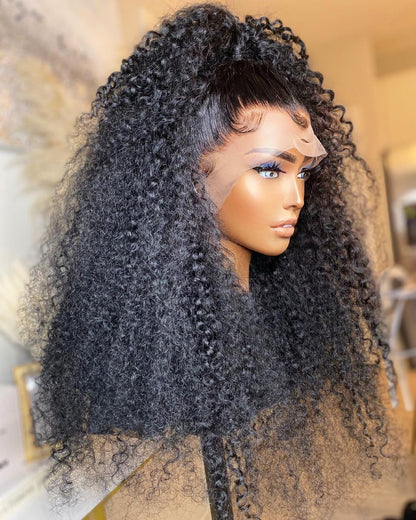 HD Lace SUPER Pre-plucked Jerry Curly Lace Front Wig Fake Scalp