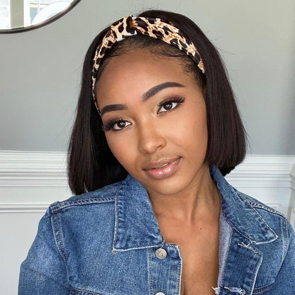 Straight Bob Headband Wigs Glueless Human Hair Wigs
