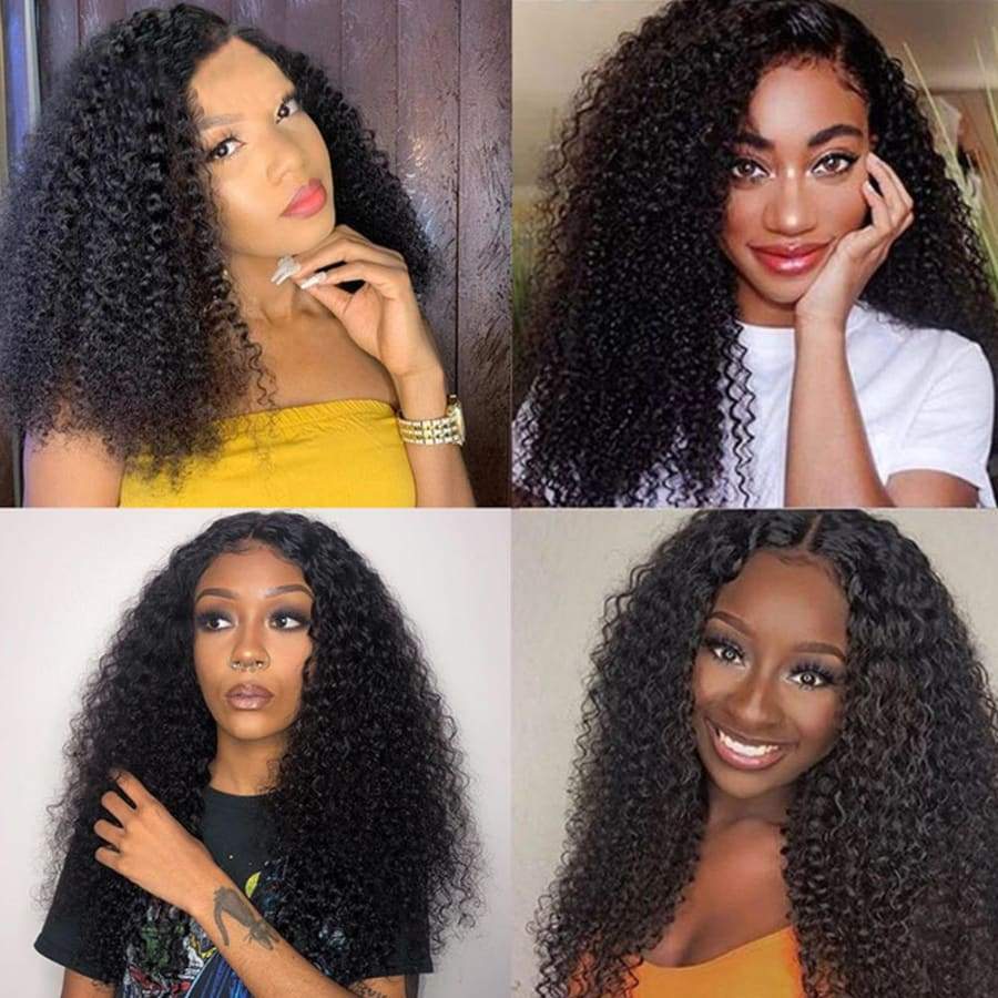 Kinky Curly Preplucked Virgin Hair 360 Lace Front Wig Fake 