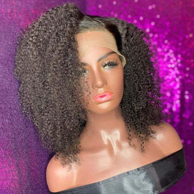 Kinky Curly Preplucked Virgin Hair 360 Lace Front Wig Fake 