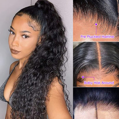 SUPER Pre-plucked Long Water Wave Hair 360 Lace Front Wig