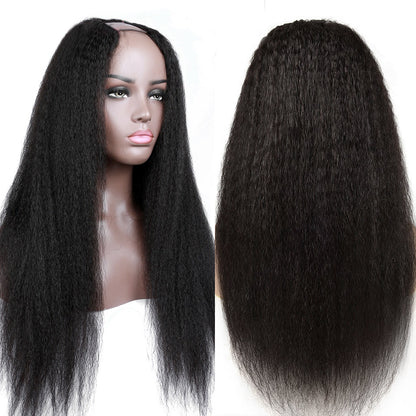 U Part Glueless Kinky Straight Human Hair Wig