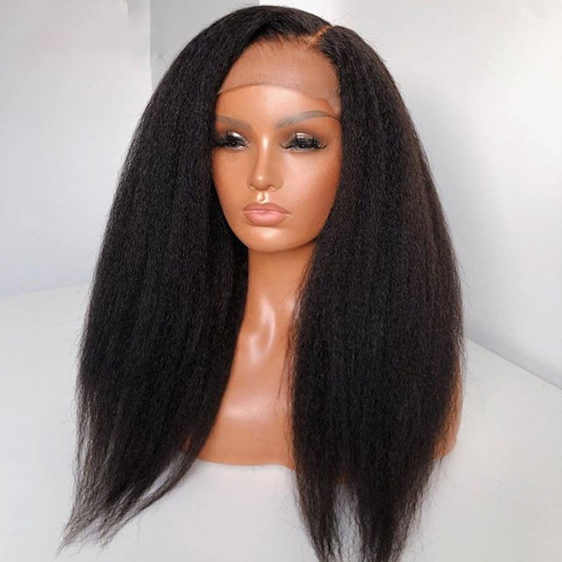 SUPER Pre-plucked Kinky Straight Hair 360 Lace Front Wig