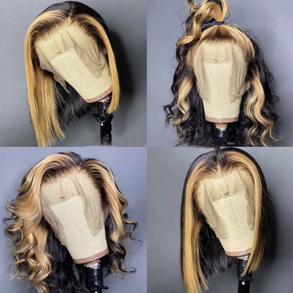 13X4 BLONDE HIGHLIGHT PRE-PLUCKED FAKE SCALP LACE FRONT WIG