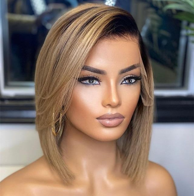 【BIG SALE】NEW HD Lace SUPER Pre-plucked Ombre Ashy Blonde Bob Wig