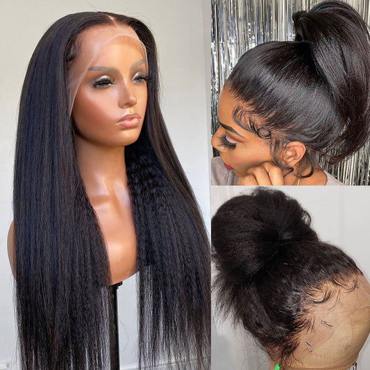 SUPER Pre-plucked Yaki Straight Hair 360 Lace Front Wig