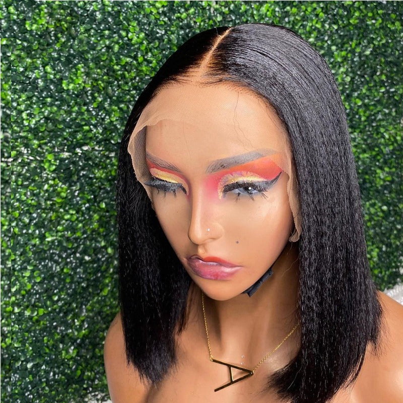 【BIG SALE】HD Lace SUPER Pre-plucked Yaki Bob Wig