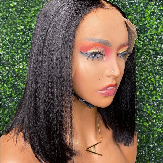 【BIG SALE】HD Lace SUPER Pre-plucked Yaki Bob Wig