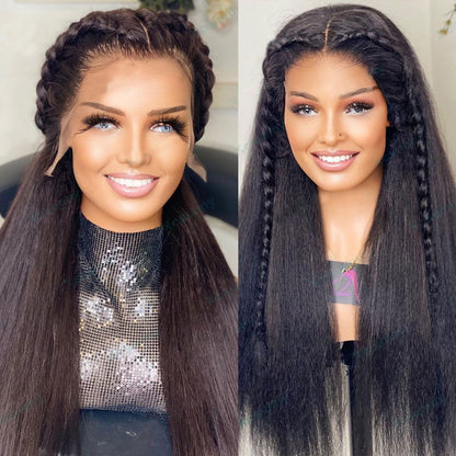 SUPER Pre-plucked Yaki Straight Hair 360 Lace Front Wig